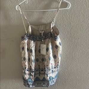 Joie Brown and Blue Smocked Camisole Top